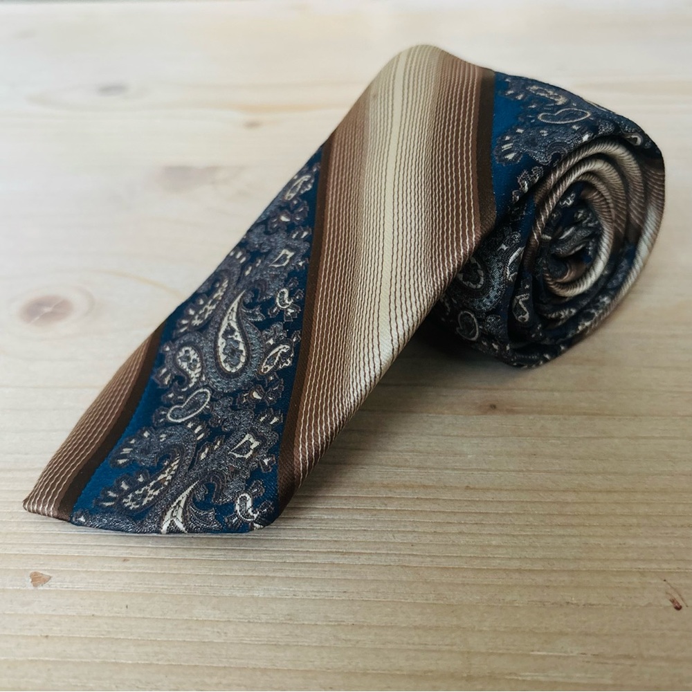 Lilly Dache Paris Sophisticated Paisley‎ Brown and Blue Men's Tie 3”